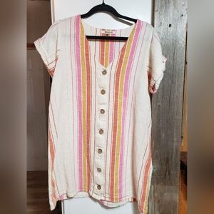 Cotton Button Up Front Large Loose Relaxed Beach Dress Or Cover-up
